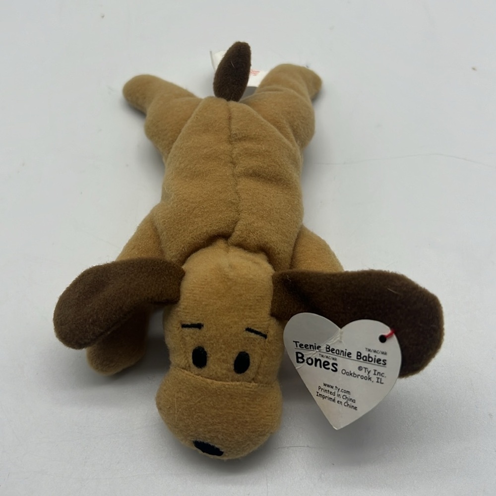 Ty 1993 Teenie Beanie Baby Plush Hound Dog "Bones" 6" Stuffed Animal Toy W/Tag